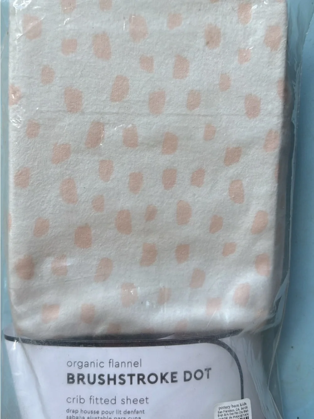 Organic Flannel Brushstroke Dot Crib Fitted Sheet - Blush Dot